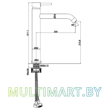 Смеситель Maxonor Pure Life Superior-7 PL1187-7 (черный) картинка 2